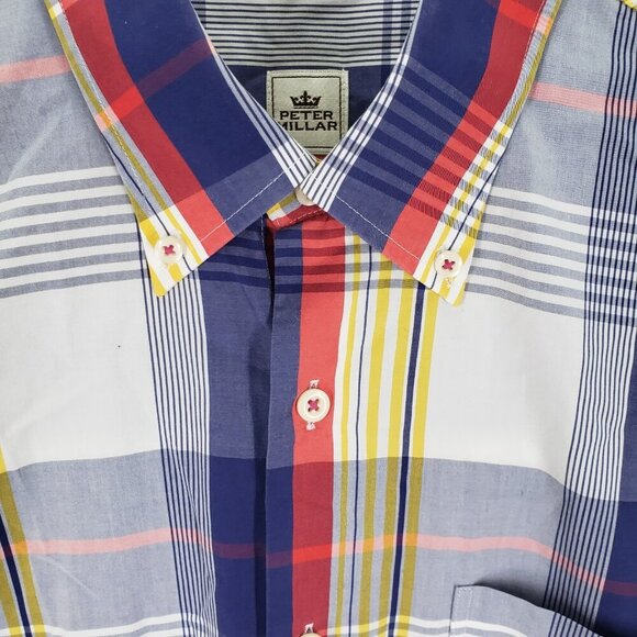 Peter Millar  Button Down Men's Large Shirt Long Sleeve Weekender Finish Plaid - Picture 3 of 13
